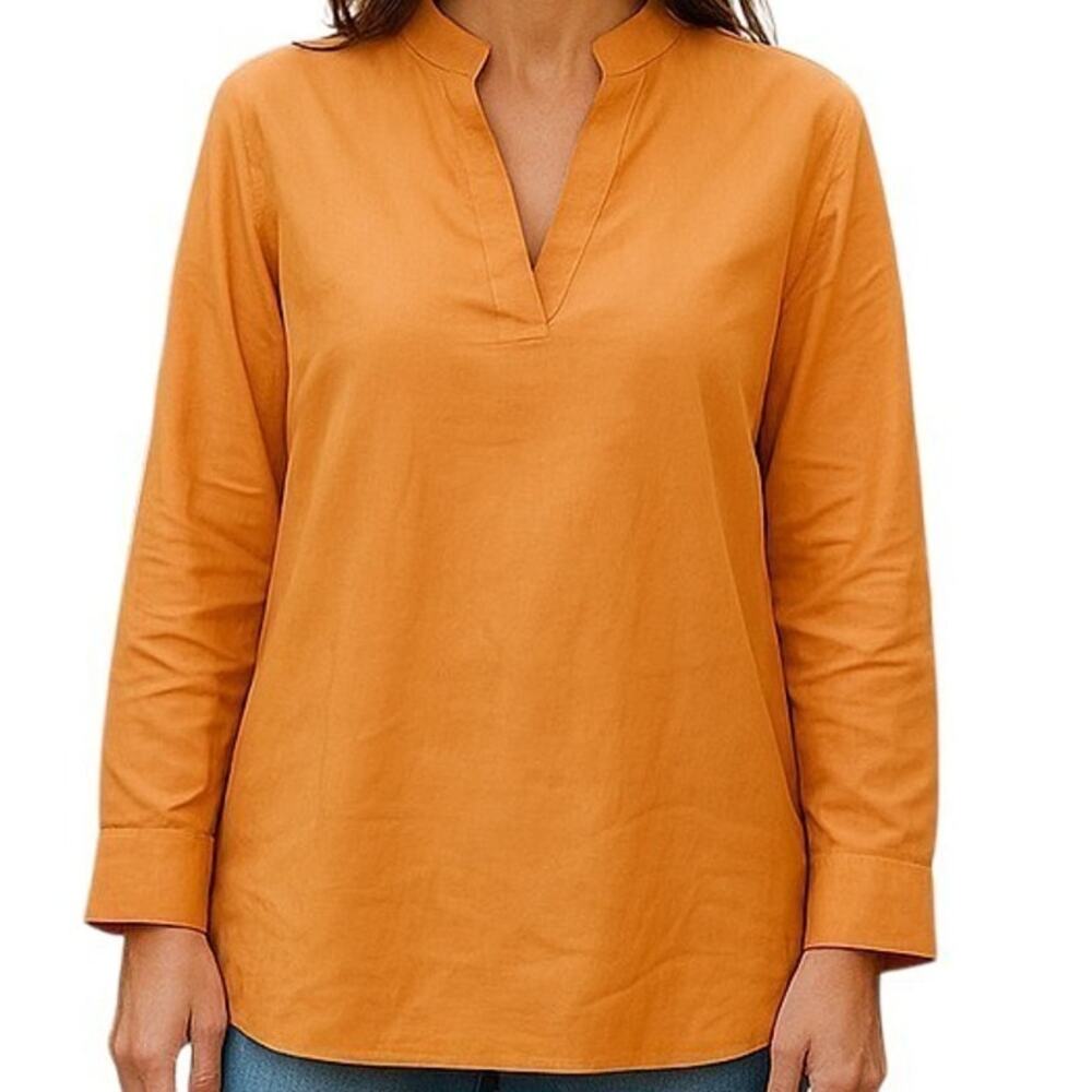 HARSHMAN Ellis Cotton Popover Tunic Blouse Persimmon Coral X Small NWT $225